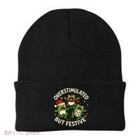 Overstimulated But Festive Frogs Christmas Funny Beanie thumb 0