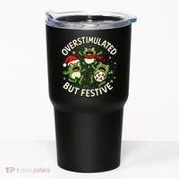 Overstimulated But Festive Frogs Christmas Funny Tumbler thumb 0