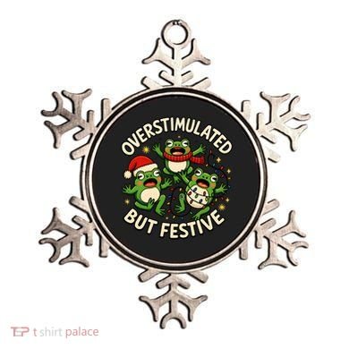 Overstimulated But Festive Frogs Christmas Funny Ornament