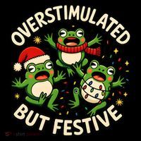 Overstimulated But Festive Frogs Christmas Funny Ornament thumb 1