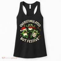 Overstimulated But Festive Frogs Christmas Funny Women's Tank Top thumb 0