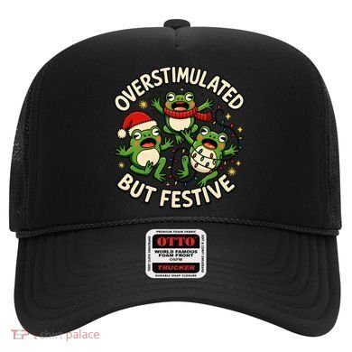 Overstimulated But Festive Frogs Christmas Funny Hat