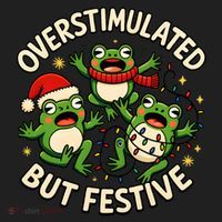 Overstimulated But Festive Frogs Christmas Funny Hat thumb 2