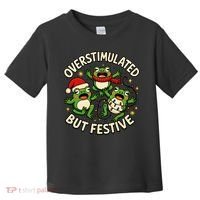 Overstimulated But Festive Frogs Christmas Funny Toddler T-Shirt thumb 0