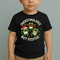 Overstimulated But Festive Frogs Christmas Funny Toddler T-Shirt thumb 2