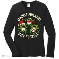 Overstimulated But Festive Frogs Christmas Funny Women's Long Sleeve Shirt thumb 0