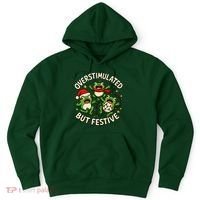 Overstimulated But Festive Frogs Christmas Funny Hoodie thumb 0