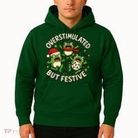 Overstimulated But Festive Frogs Christmas Funny Hoodie thumb 2