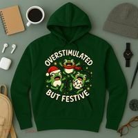 Overstimulated But Festive Frogs Christmas Funny Hoodie thumb 3