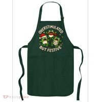 Overstimulated But Festive Frogs Christmas Funny Apron thumb 0