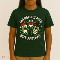 Overstimulated But Festive Frogs Christmas Funny T-Shirt thumb 4