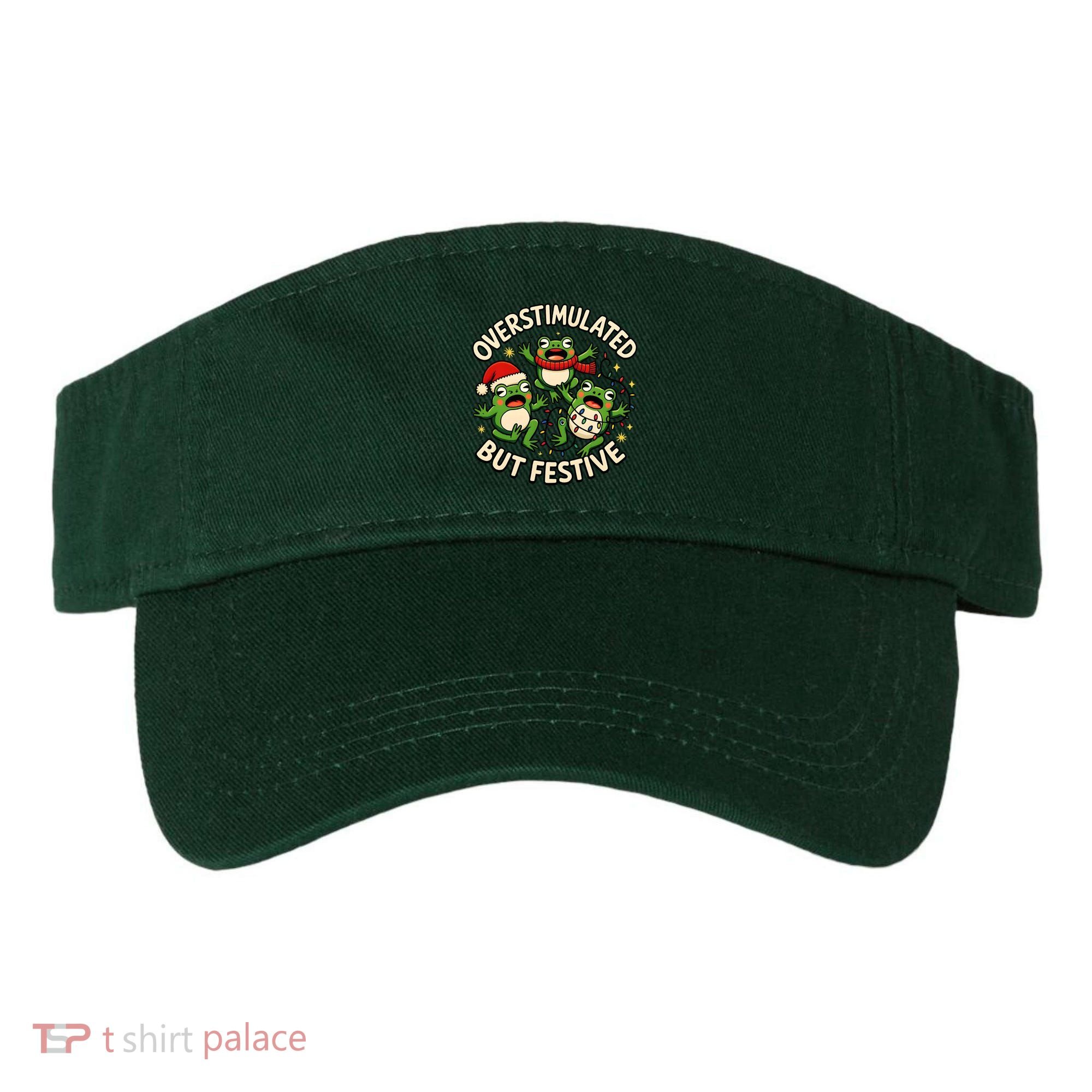 Overstimulated But Festive Frogs Christmas Funny Visor