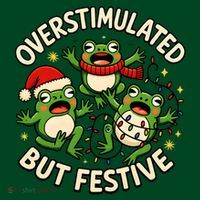 Overstimulated But Festive Frogs Christmas Funny Visor thumb 3