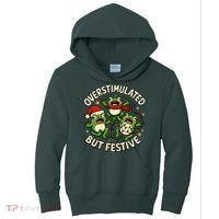 Overstimulated But Festive Frogs Christmas Funny Kids Hoodie thumb 0