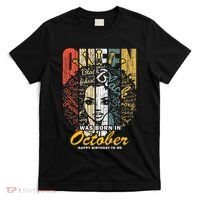 October Birthday For Women Black African Queen T-Shirt thumb 0