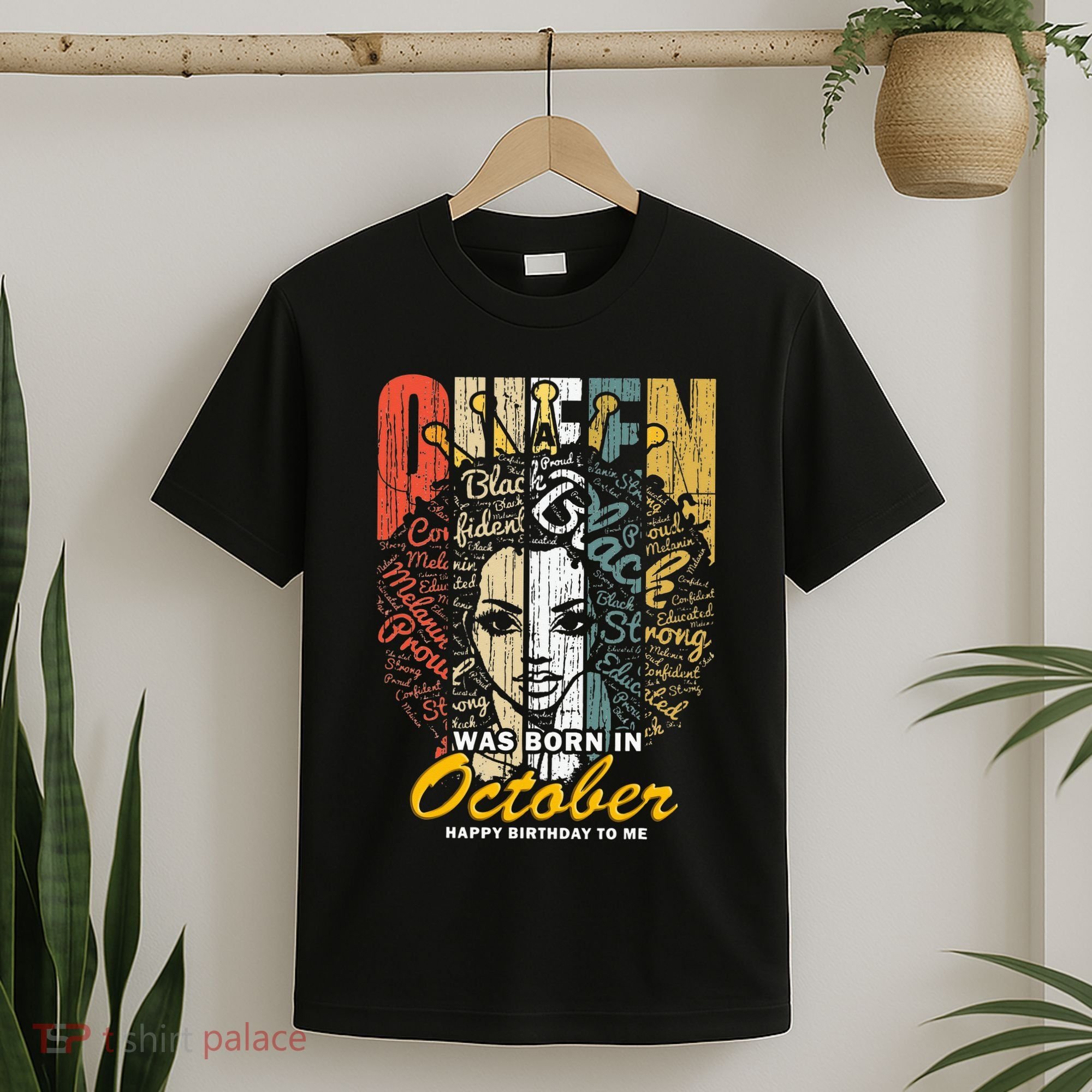 October Birthday For Women Black African Queen T-Shirt