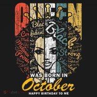 October Birthday For Women Black African Queen Button thumb 1