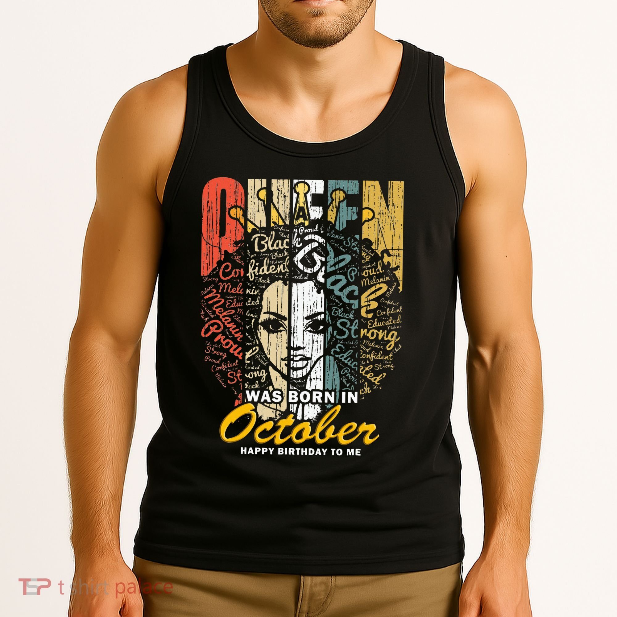 October Birthday For Women Black African Queen Tank Top