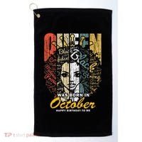 October Birthday For Women Black African Queen Golf Towel thumb 0