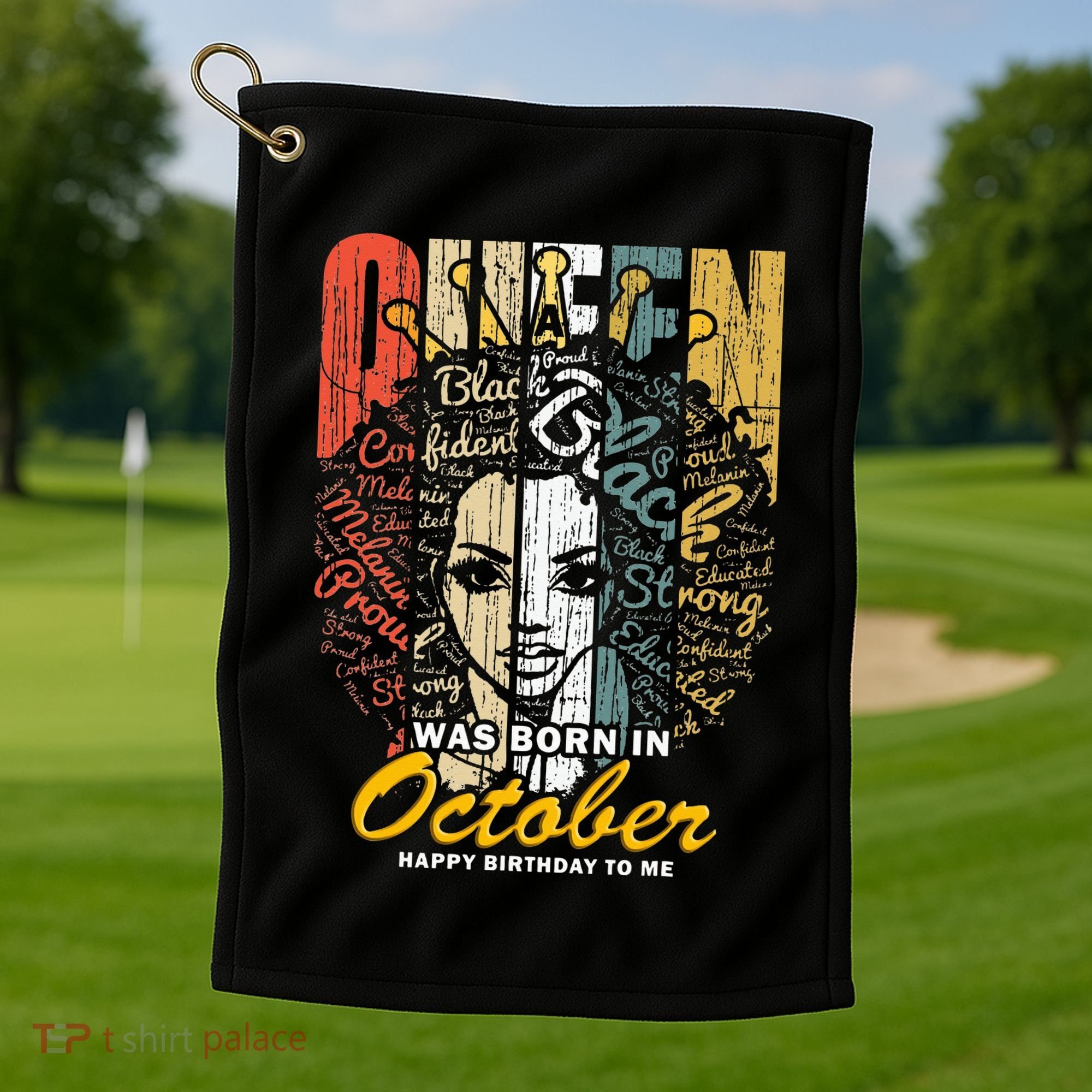 October Birthday For Women Black African Queen Golf Towel