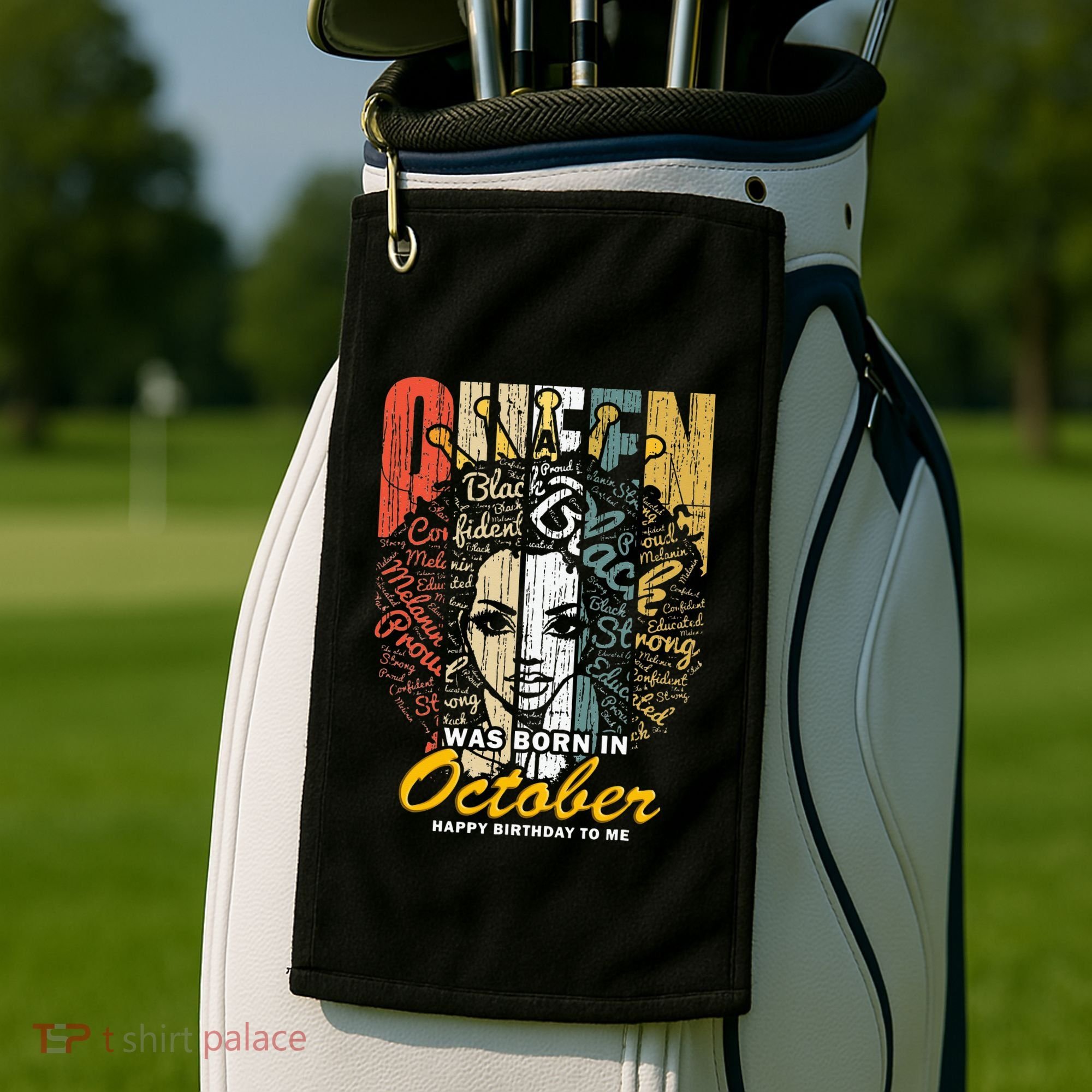 October Birthday For Women Black African Queen Golf Towel