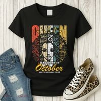 October Birthday For Women Black African Queen Women's T-Shirt thumb 3