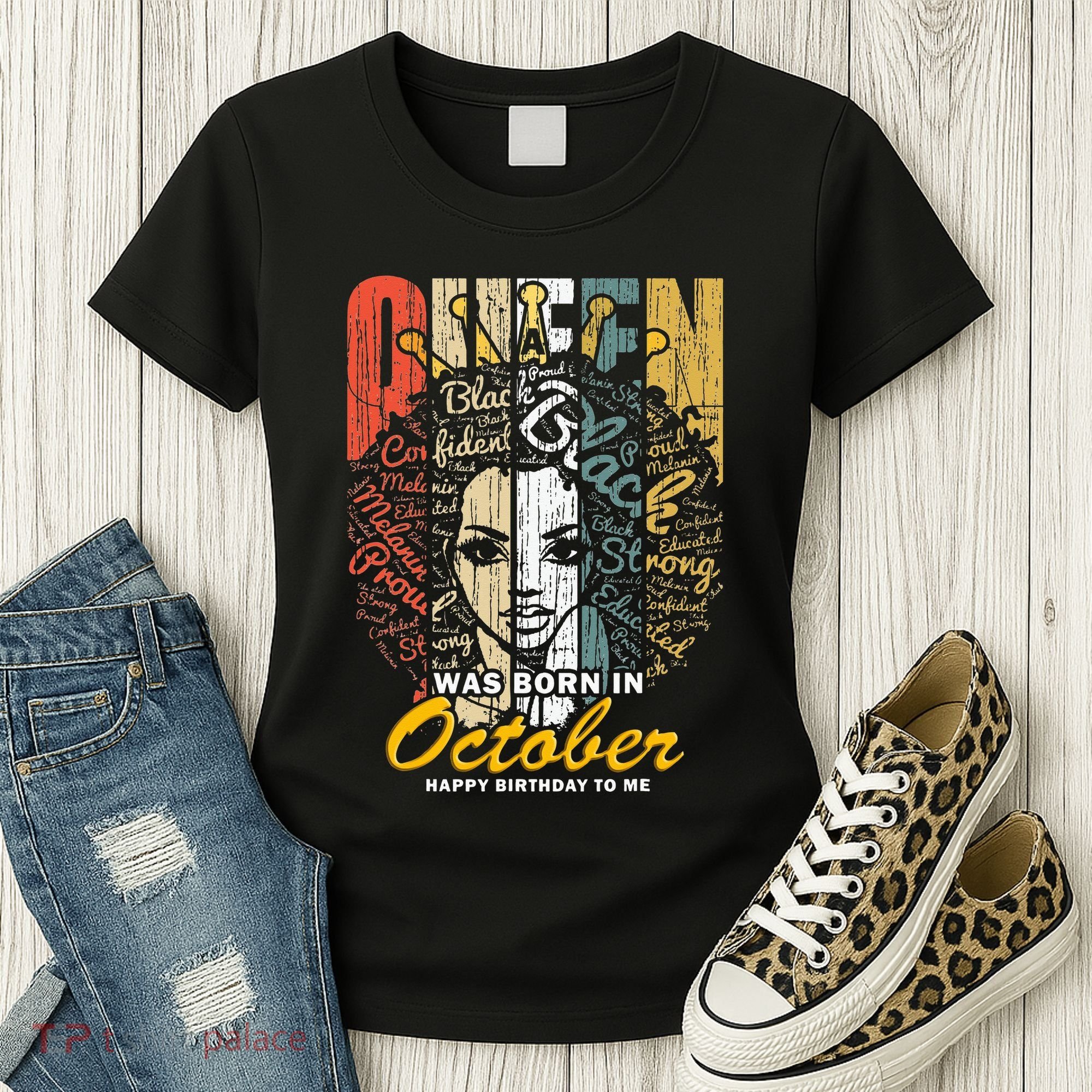 October Birthday For Women Black African Queen Women's T-Shirt