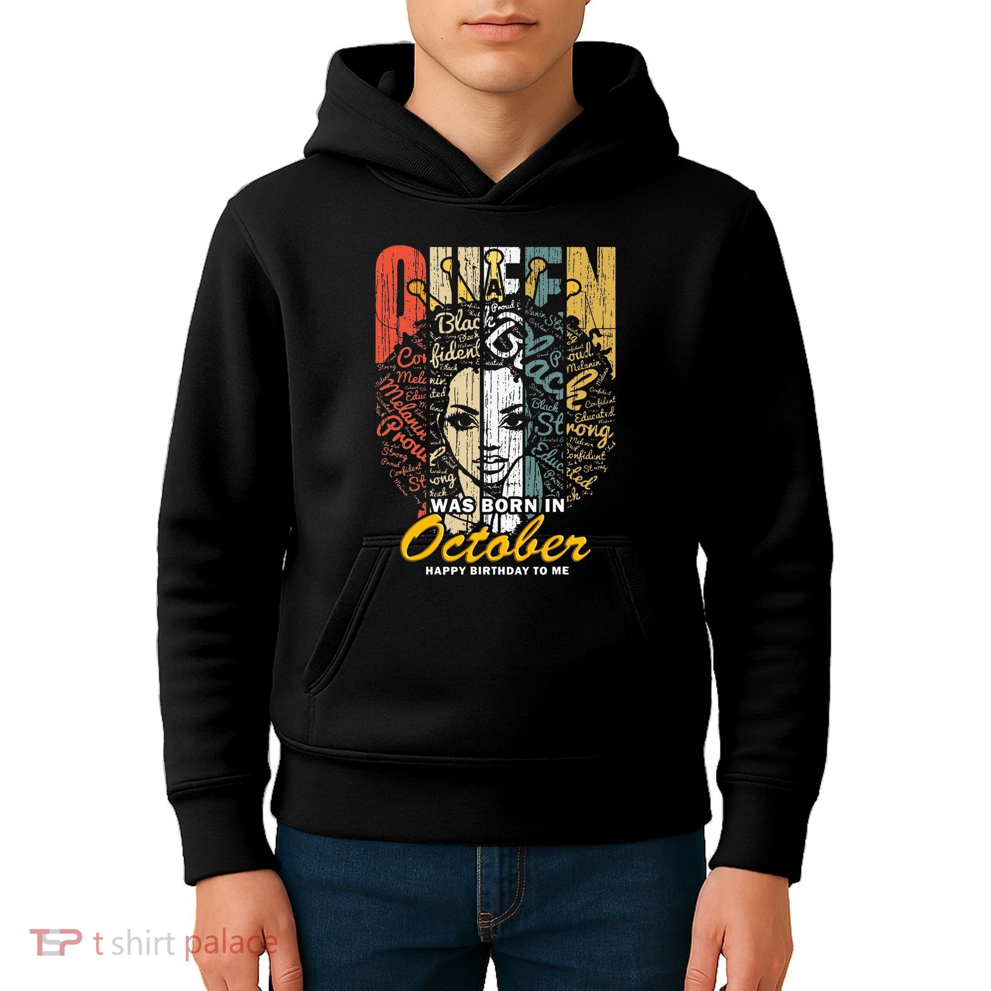 October Birthday For Women Black African Queen Kids Hoodie