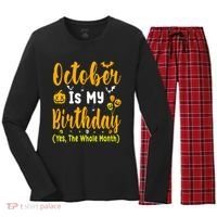 October Birthday For Women October Birthday Month Women's Long Sleeve Flannel Pajama Set  thumb 0