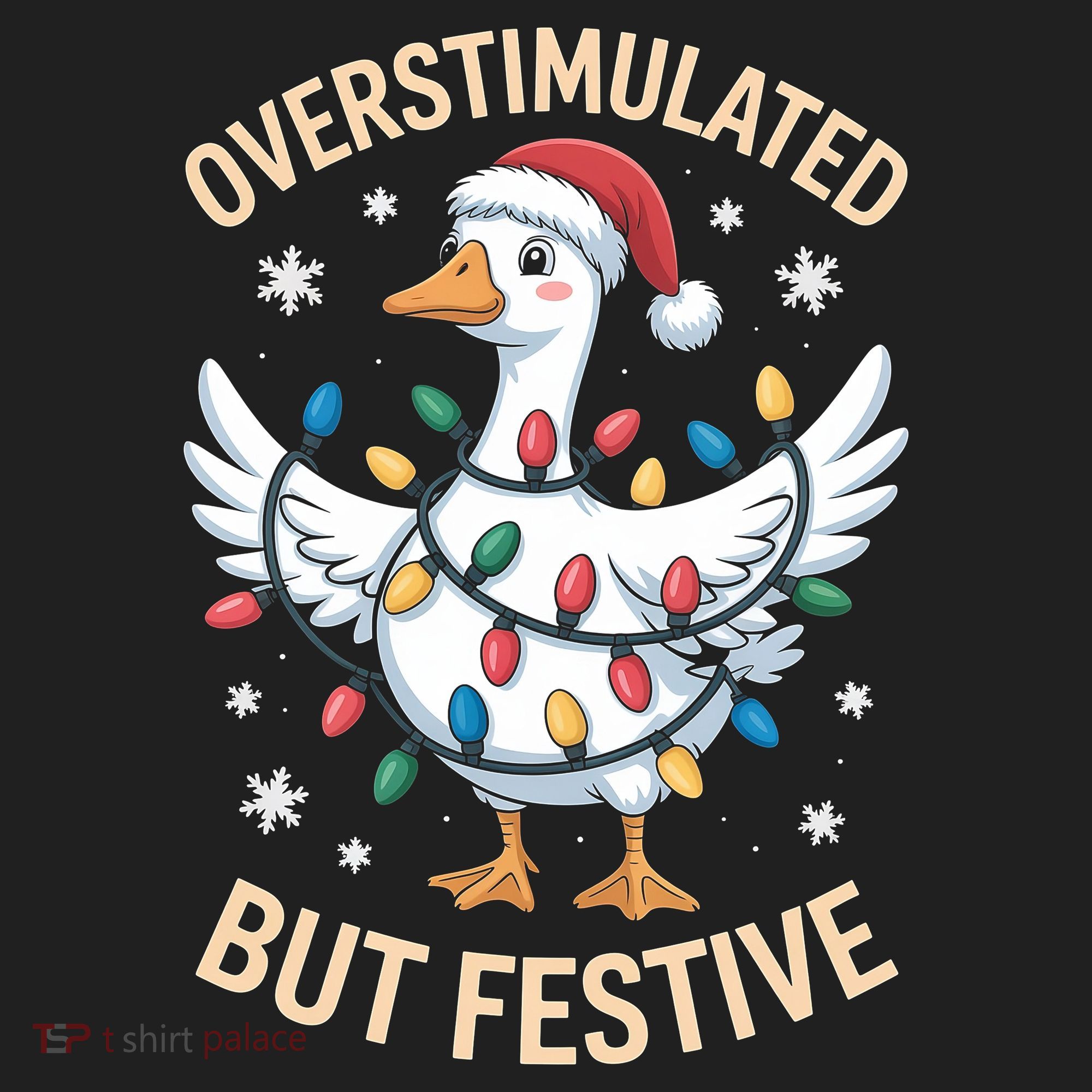 Overstimulated But Festive Christmas Duck Cute & Funny Women's Sweatshirt