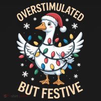 Overstimulated But Festive Christmas Duck Cute & Funny Ornament thumb 1