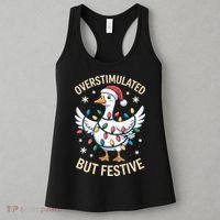 Overstimulated But Festive Christmas Duck Cute & Funny Women's Tank Top thumb 3