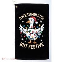 Overstimulated But Festive Christmas Duck Cute & Funny Golf Towel thumb 0
