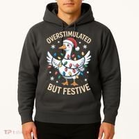 Overstimulated But Festive Christmas Duck Cute & Funny Hoodie thumb 2