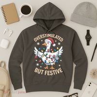 Overstimulated But Festive Christmas Duck Cute & Funny Hoodie thumb 3