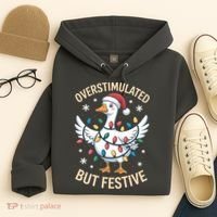 Overstimulated But Festive Christmas Duck Cute & Funny Hoodie thumb 4