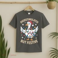 Overstimulated But Festive Christmas Duck Cute & Funny T-Shirt thumb 2