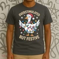 Overstimulated But Festive Christmas Duck Cute & Funny T-Shirt thumb 3