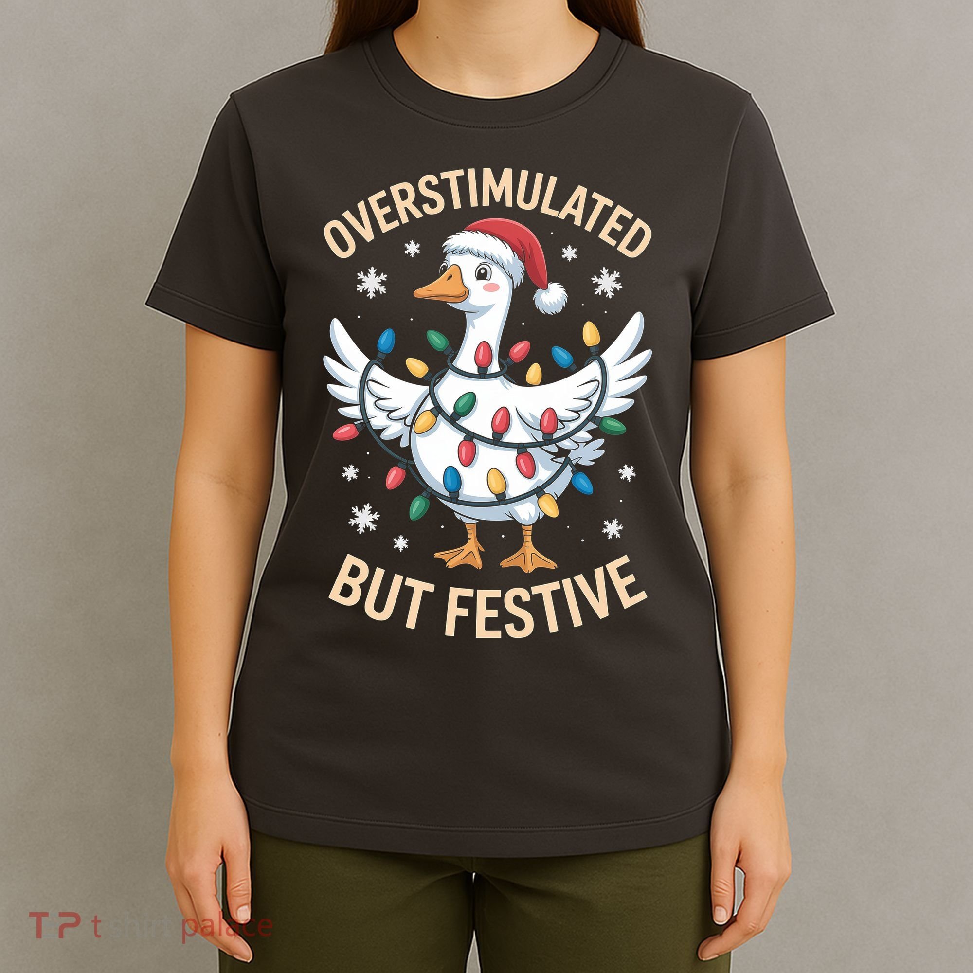 Overstimulated But Festive Christmas Duck Cute & Funny T-Shirt