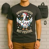 Overstimulated But Festive Christmas Duck Cute & Funny T-Shirt thumb 6