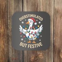 Overstimulated But Festive Christmas Duck Cute & Funny Coaster thumb 0