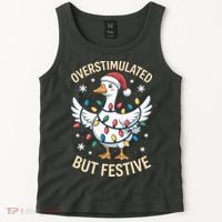 Overstimulated But Festive Christmas Duck Cute & Funny Tank Top thumb 2