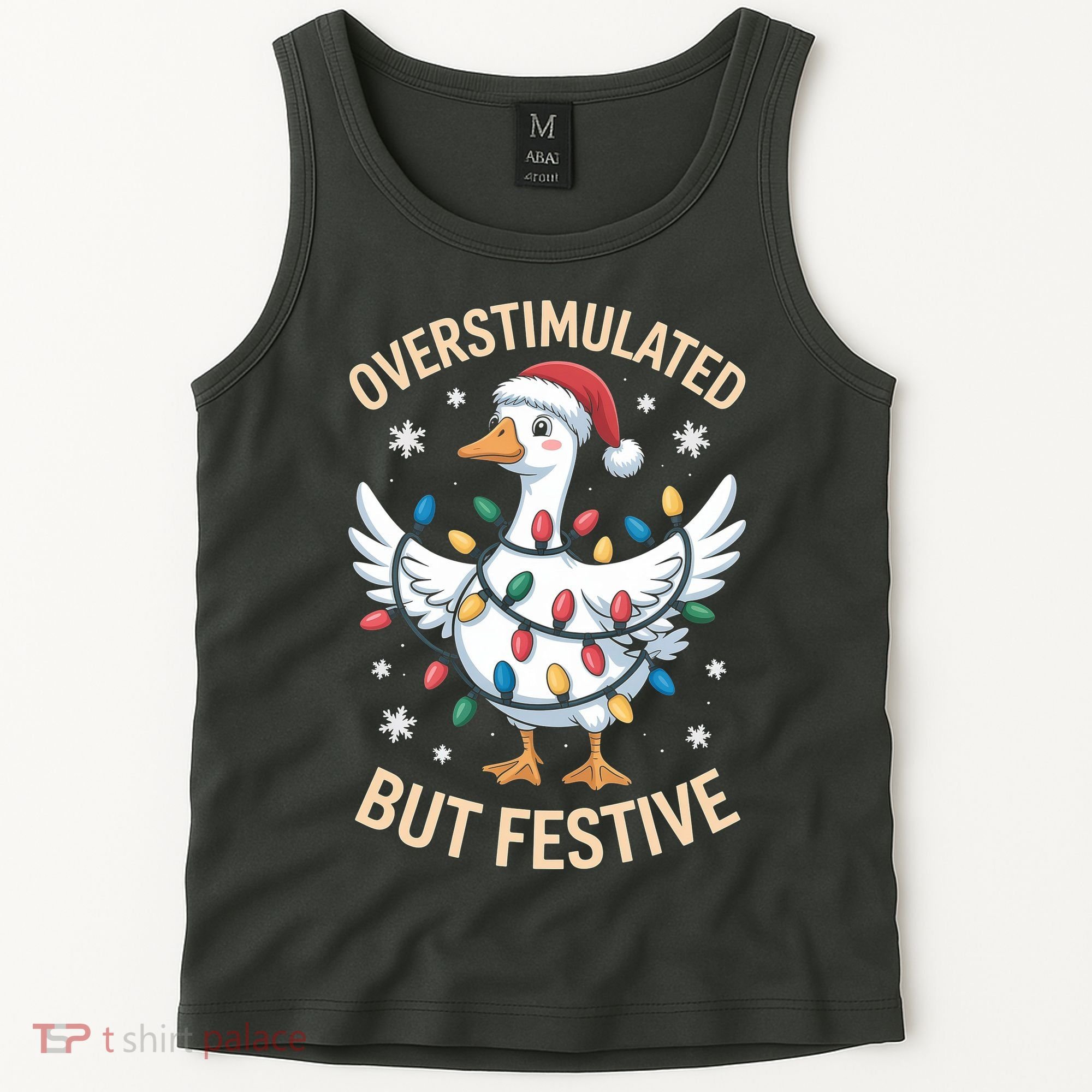 Overstimulated But Festive Christmas Duck Cute & Funny Tank Top