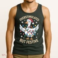 Overstimulated But Festive Christmas Duck Cute & Funny Tank Top thumb 3