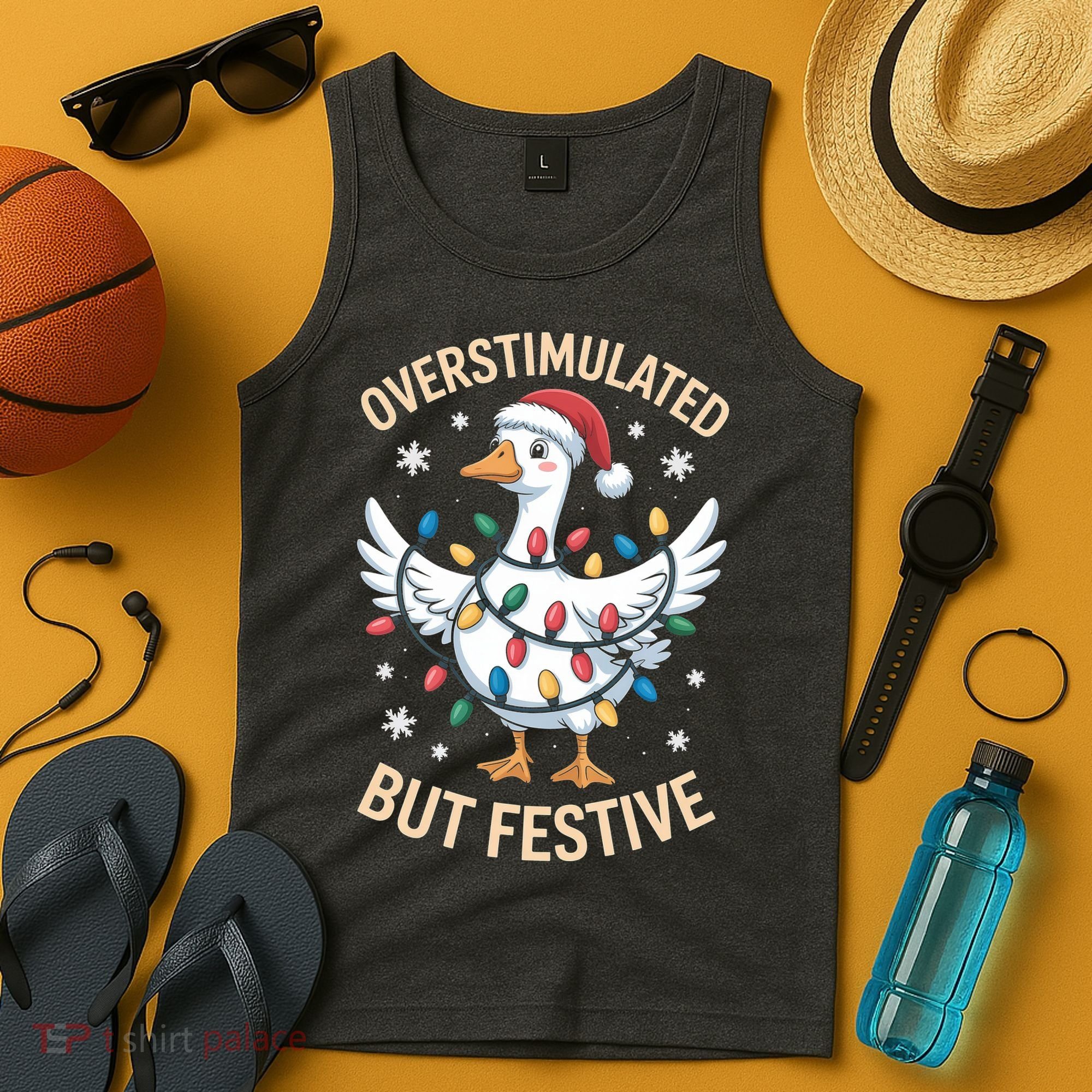 Overstimulated But Festive Christmas Duck Cute & Funny Tank Top