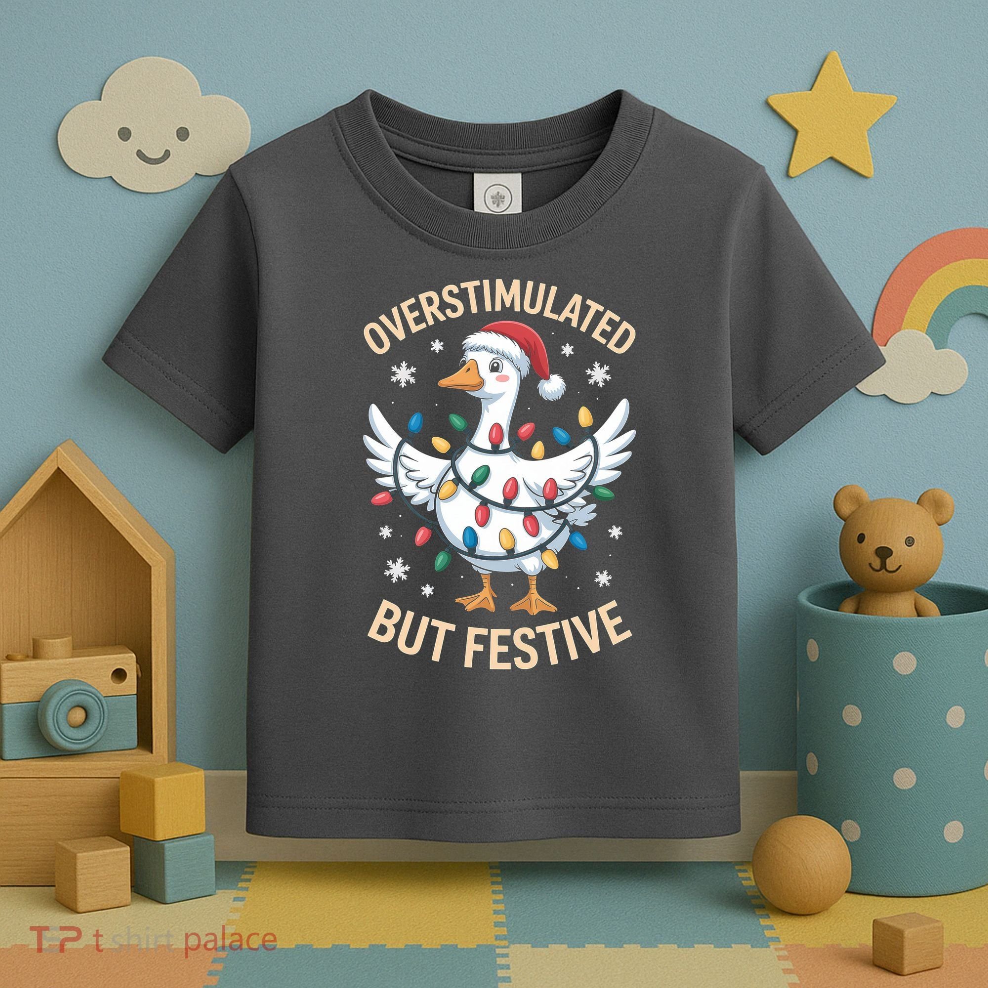 Overstimulated But Festive Christmas Duck Cute & Funny Toddler T-Shirt