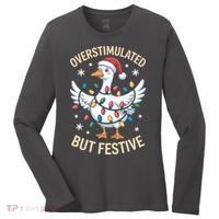 Overstimulated But Festive Christmas Duck Cute & Funny Women's Long Sleeve Shirt thumb 0