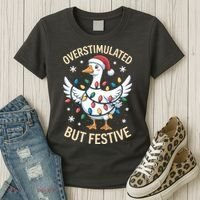 Overstimulated But Festive Christmas Duck Cute & Funny Women's T-Shirt thumb 3