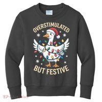 Overstimulated But Festive Christmas Duck Cute & Funny Kids Sweatshirt thumb 0