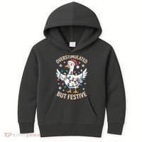 Overstimulated But Festive Christmas Duck Cute & Funny Kids Hoodie thumb 0